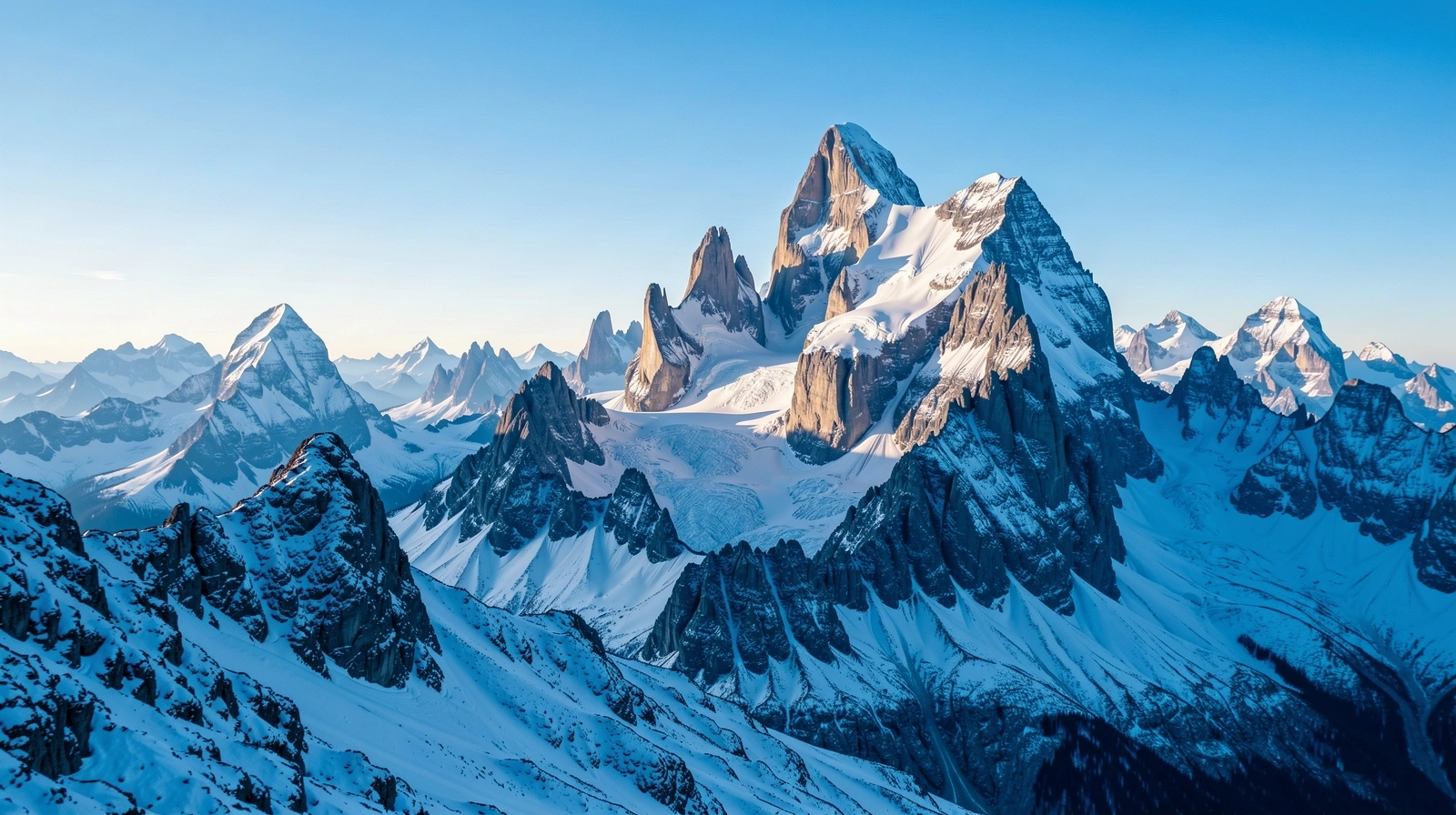 The high Swiss Alps during the cinematic blue hour